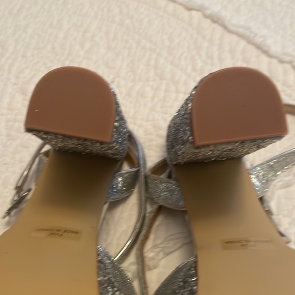 Badgley Mischka Glitter Platform Peep Toe Heels Size 7.5 - Picture 4 of 7